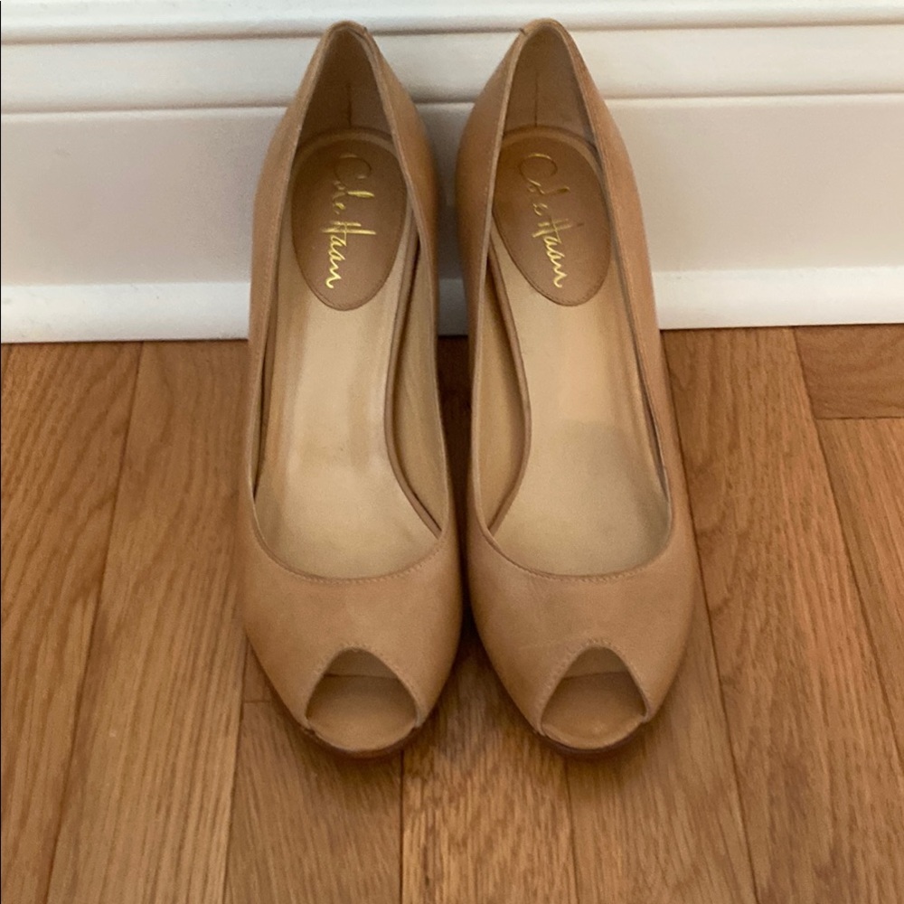 Cole Haan Women's Nike Air Tan Peep Toe Heels 8.5